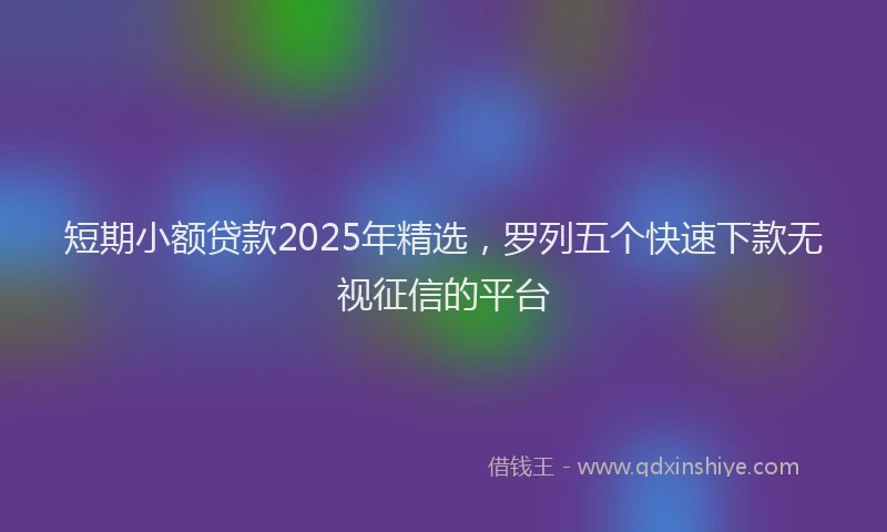 短期小额贷款2025年精选，罗列五个快速下款无视征信的平台