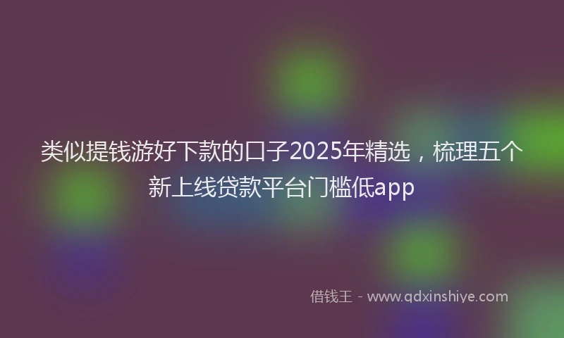 类似提钱游好下款的口子2025年精选，梳理五个新上线贷款平台门槛低app