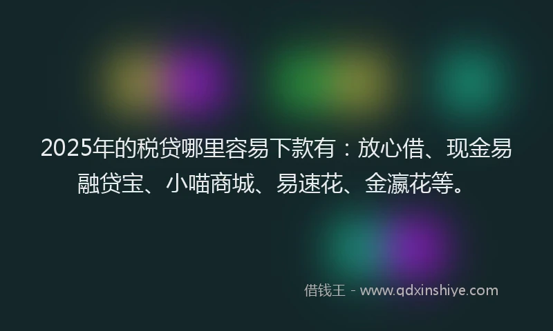 2025年的税贷哪里容易下款有：放心借、现金易融贷宝、小喵商城、易速花、金瀛花等。