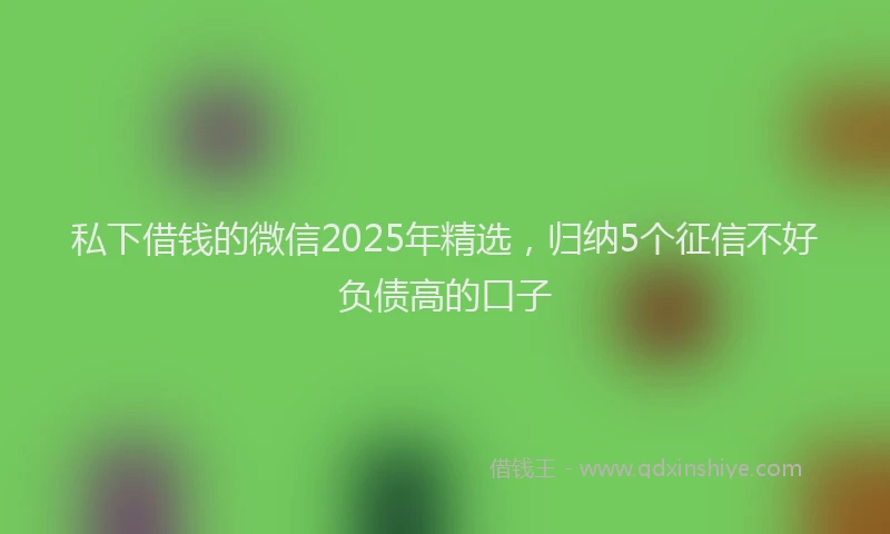 私下借钱的微信2025年精选，归纳5个征信不好负债高的口子