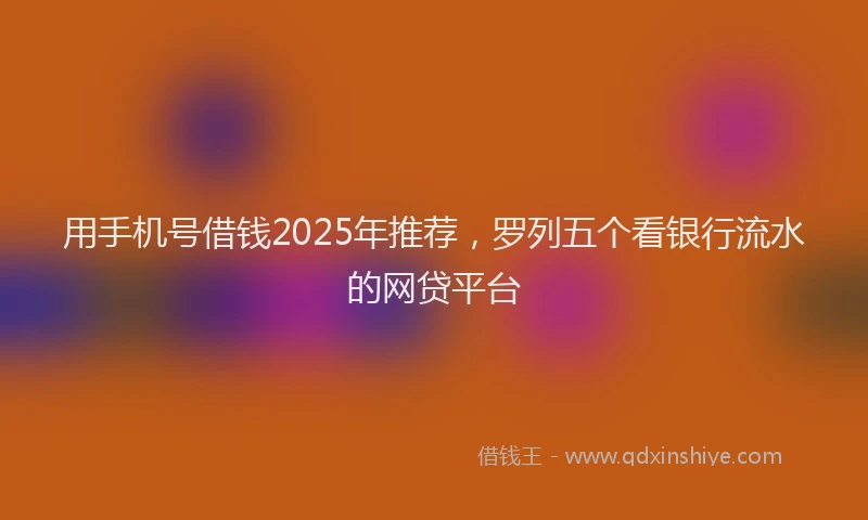 用手机号借钱2025年推荐，罗列五个看银行流水的网贷平台