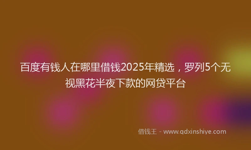 百度有钱人在哪里借钱2025年精选，罗列5个无视黑花半夜下款的网贷平台
