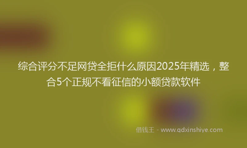 综合评分不足网贷全拒什么原因2025年精选，整合5个正规不看征信的小额贷款软件