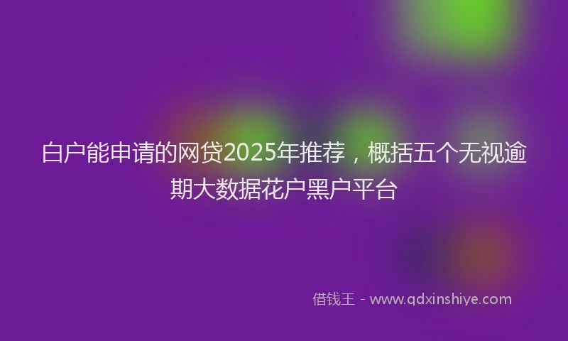 白户能申请的网贷2025年推荐，概括五个无视逾期大数据花户黑户平台