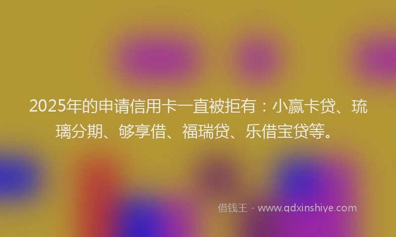 2025年的申请信用卡一直被拒有：小赢卡贷、琉璃分期、够享借、福瑞贷、乐借宝贷等。