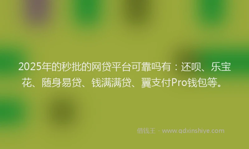 2025年的秒批的网贷平台可靠吗有：还呗、乐宝花、随身易贷、钱满满贷、翼支付Pro钱包等。