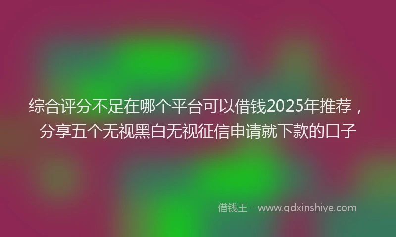 综合评分不足在哪个平台可以借钱2025年推荐，分享五个无视黑白无视征信申请就下款的口子