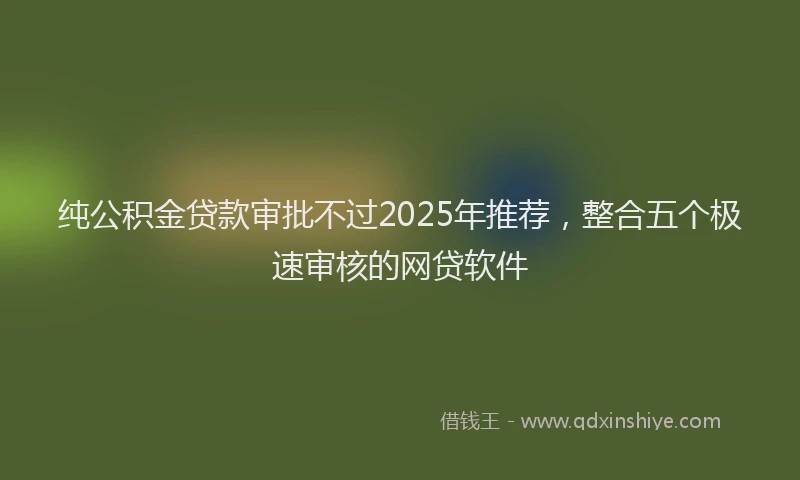 纯公积金贷款审批不过2025年推荐，整合五个极速审核的网贷软件