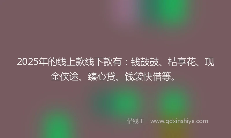 2025年的线上款线下款有：钱鼓鼓、桔享花、现金侠途、臻心贷、钱袋快借等。