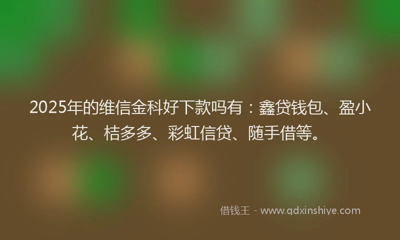 2025年的维信金科好下款吗有：鑫贷钱包、盈小花、桔多多、彩虹信贷、随手借等。