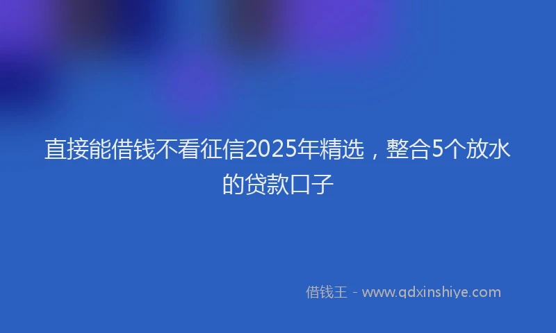 直接能借钱不看征信2025年精选，整合5个放水的贷款口子