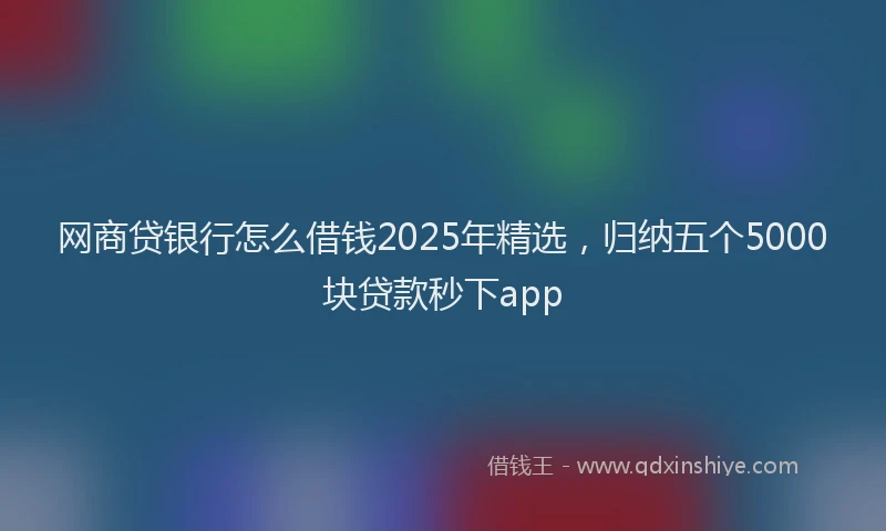 网商贷银行怎么借钱2025年精选，归纳五个5000块贷款秒下app