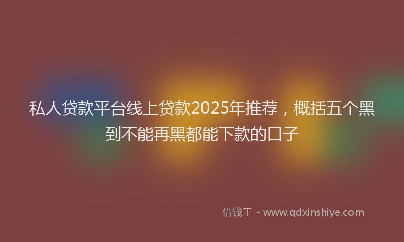 私人贷款平台线上贷款2025年推荐，概括五个黑到不能再黑都能下款的口子