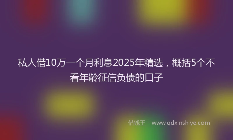 私人借10万一个月利息2025年精选，概括5个不看年龄征信负债的口子