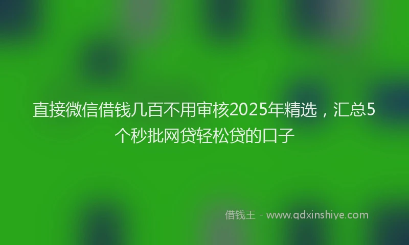 直接微信借钱几百不用审核2025年精选，汇总5个秒批网贷轻松贷的口子