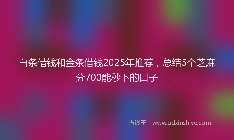 白条借钱和金条借钱2025年推荐，总结5个芝麻分700能秒下的口子