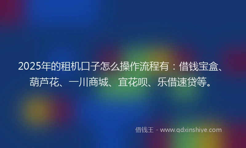 2025年的租机口子怎么操作流程有：借钱宝盒、葫芦花、一川商城、宜花呗、乐借速贷等。