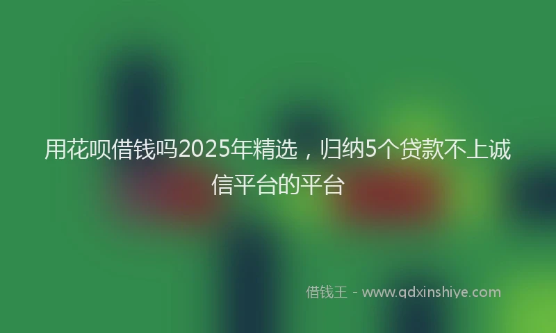 用花呗借钱吗2025年精选，归纳5个贷款不上诚信平台的平台