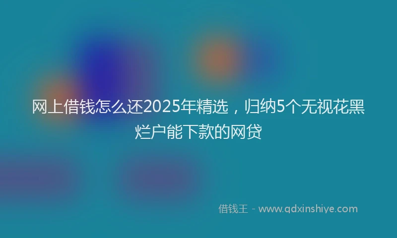 网上借钱怎么还2025年精选，归纳5个无视花黑烂户能下款的网贷