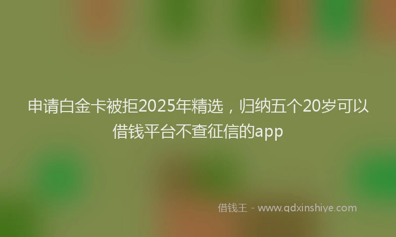 申请白金卡被拒2025年精选，归纳五个20岁可以借钱平台不查征信的app