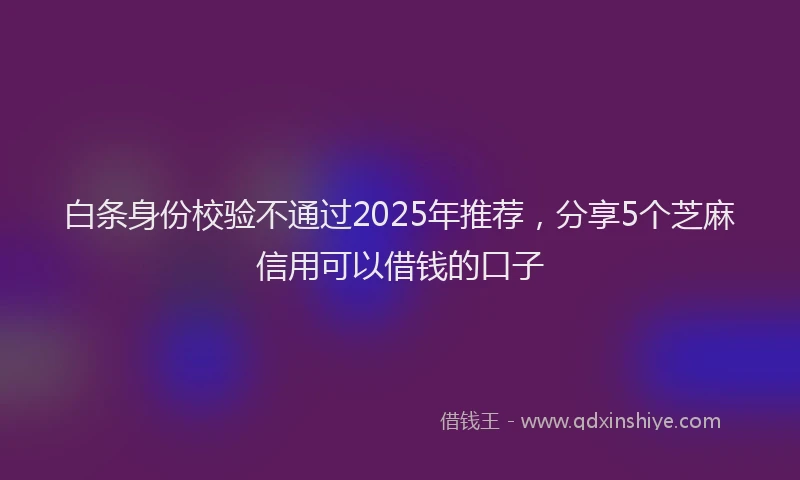 白条身份校验不通过2025年推荐，分享5个芝麻信用可以借钱的口子