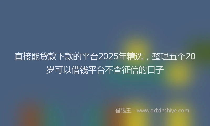直接能贷款下款的平台2025年精选，整理五个20岁可以借钱平台不查征信的口子