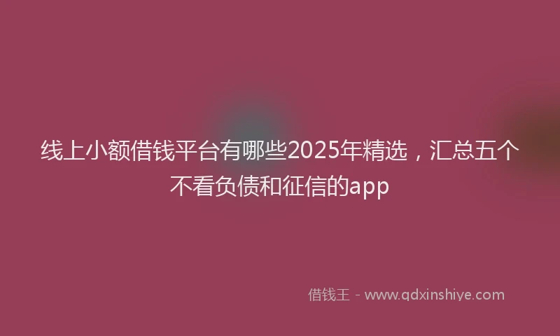 线上小额借钱平台有哪些2025年精选，汇总五个不看负债和征信的app