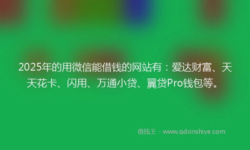 2025年的用微信能借钱的网站有：爱达财富、天天花卡、闪用、万通小贷、翼贷Pro钱包等。