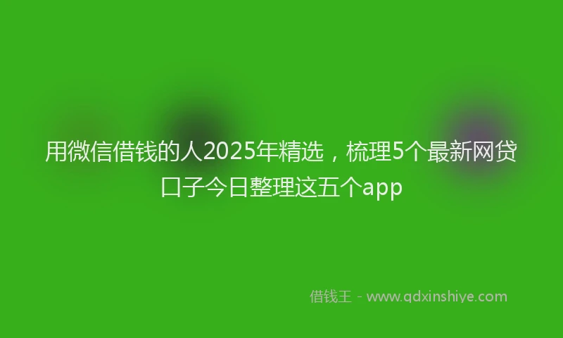 用微信借钱的人2025年精选，梳理5个最新网贷口子今日整理这五个app