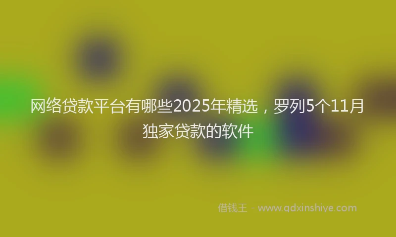 网络贷款平台有哪些2025年精选，罗列5个11月独家贷款的软件