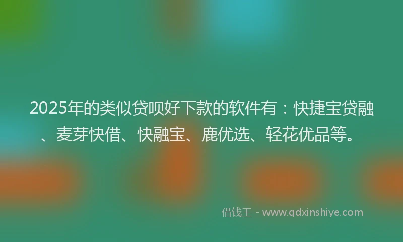 2025年的类似贷呗好下款的软件有：快捷宝贷融、麦芽快借、快融宝、鹿优选、轻花优品等。