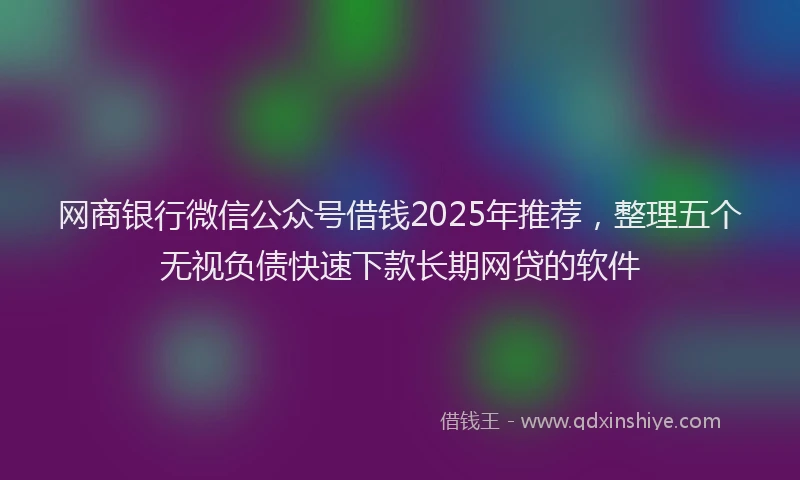 网商银行微信公众号借钱2025年推荐，整理五个无视负债快速下款长期网贷的软件
