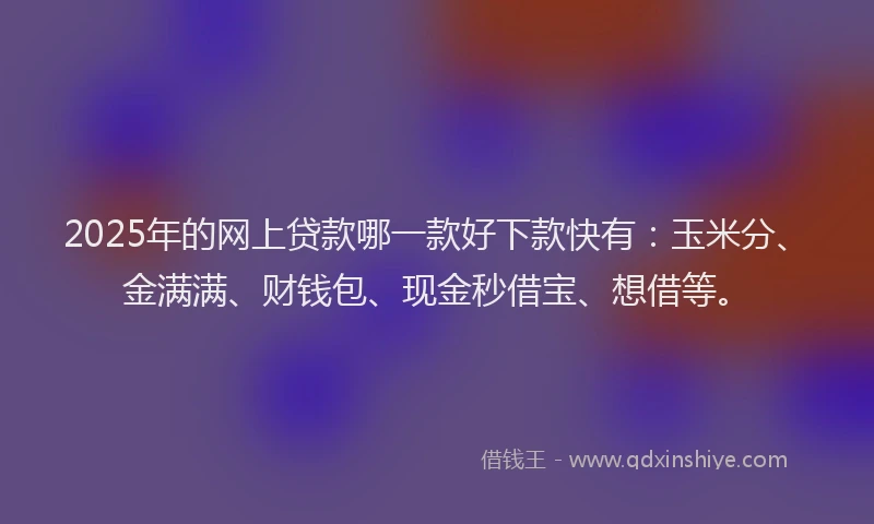 2025年的网上贷款哪一款好下款快有：玉米分、金满满、财钱包、现金秒借宝、想借等。