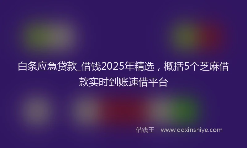 白条应急贷款_借钱2025年精选，概括5个芝麻借款实时到账速借平台
