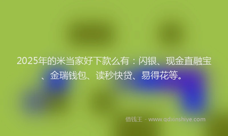 2025年的米当家好下款么有：闪银、现金直融宝、金瑞钱包、读秒快贷、易得花等。