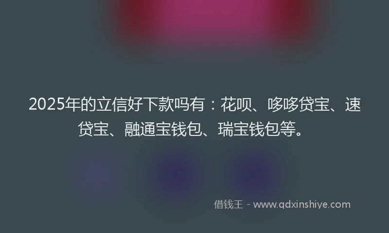 2025年的立信好下款吗有：花呗、哆哆贷宝、速贷宝、融通宝钱包、瑞宝钱包等。