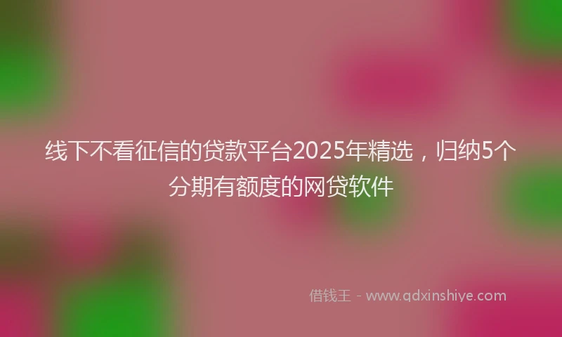 线下不看征信的贷款平台2025年精选，归纳5个分期有额度的网贷软件