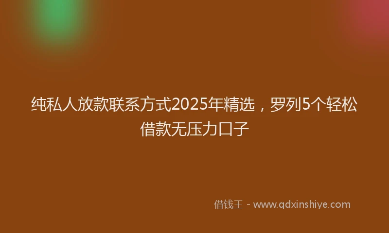纯私人放款联系方式2025年精选，罗列5个轻松借款无压力口子