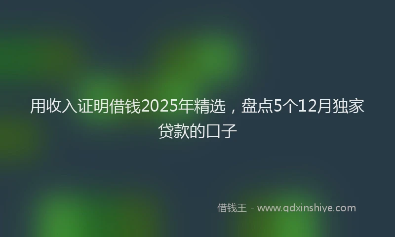 用收入证明借钱2025年精选，盘点5个12月独家贷款的口子