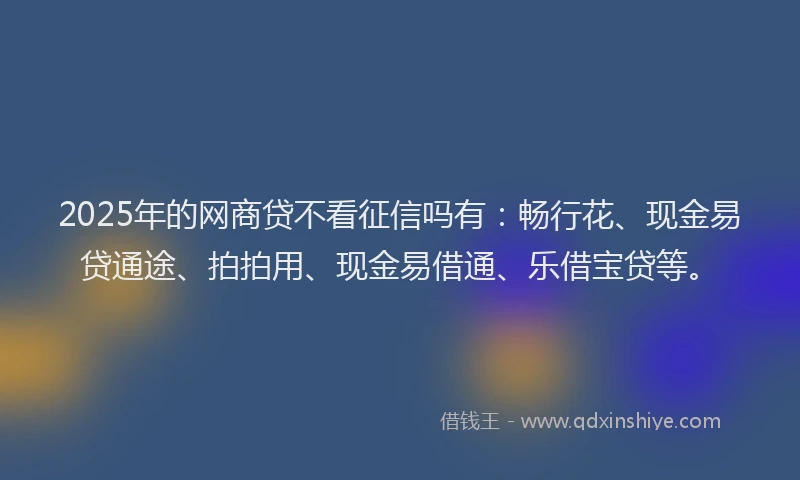 2025年的网商贷不看征信吗有：畅行花、现金易贷通途、拍拍用、现金易借通、乐借宝贷等。