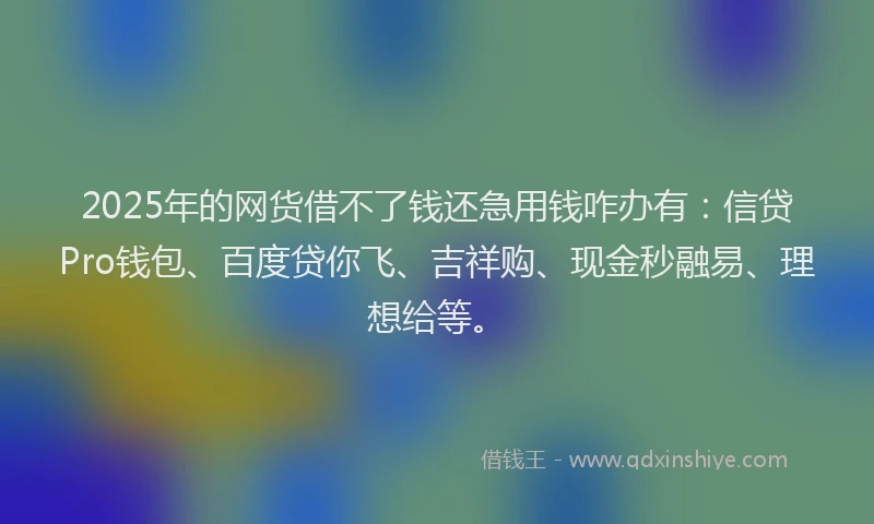 2025年的网货借不了钱还急用钱咋办有：信贷Pro钱包、百度贷你飞、吉祥购、现金秒融易、理想给等。
