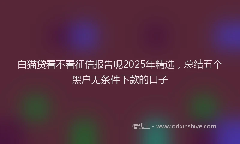 白猫贷看不看征信报告呢2025年精选，总结五个黑户无条件下款的口子