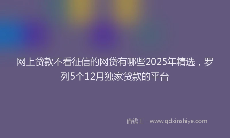 网上贷款不看征信的网贷有哪些2025年精选，罗列5个12月独家贷款的平台