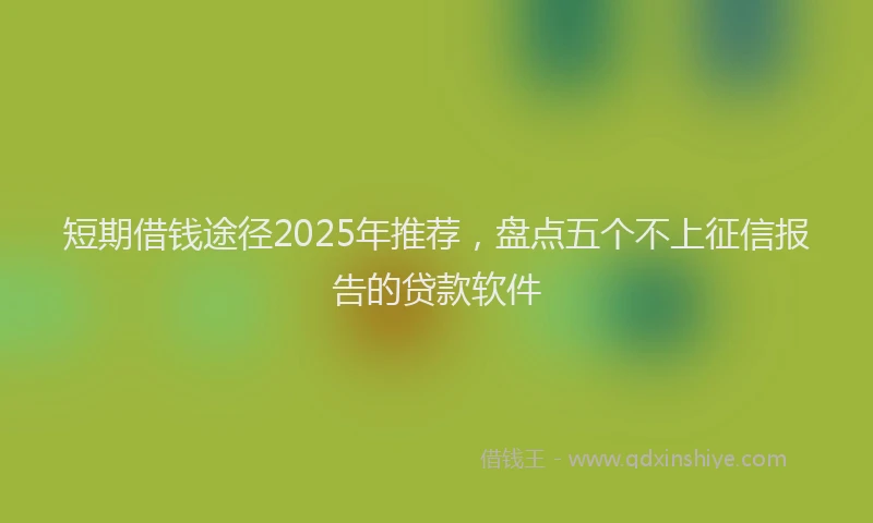 短期借钱途径2025年推荐，盘点五个不上征信报告的贷款软件