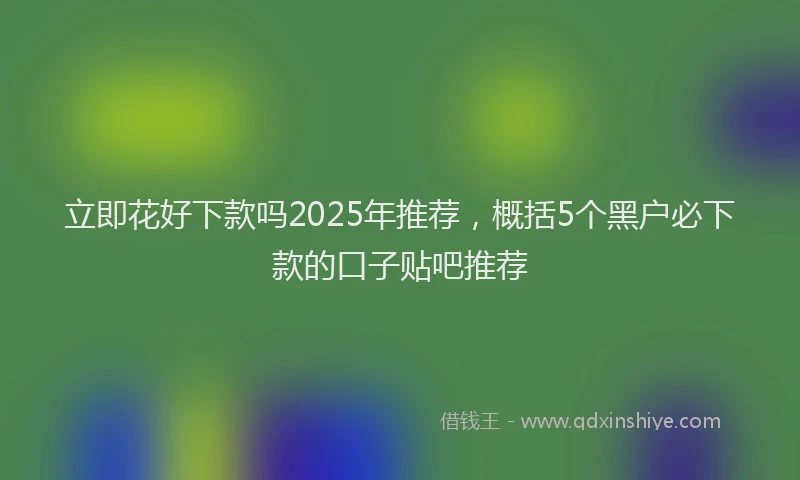 立即花好下款吗2025年推荐，概括5个黑户必下款的口子贴吧推荐