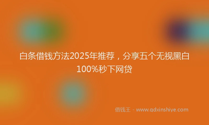 白条借钱方法2025年推荐，分享五个无视黑白100%秒下网贷