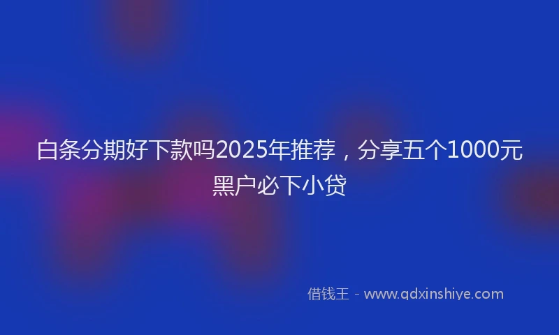 白条分期好下款吗2025年推荐，分享五个1000元黑户必下小贷
