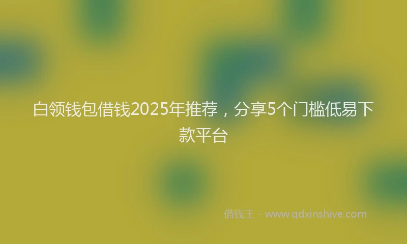 白领钱包借钱2025年推荐，分享5个门槛低易下款平台