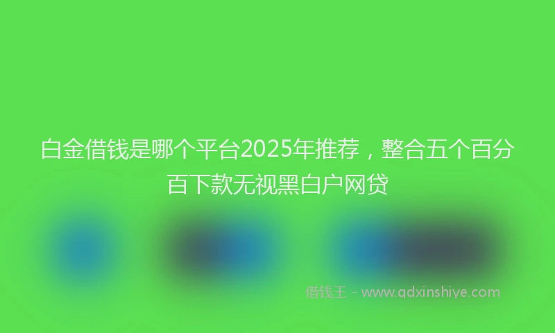 白金借钱是哪个平台2025年推荐，整合五个百分百下款无视黑白户网贷