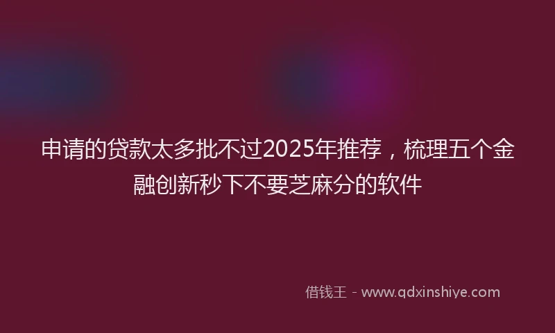申请的贷款太多批不过2025年推荐，梳理五个金融创新秒下不要芝麻分的软件